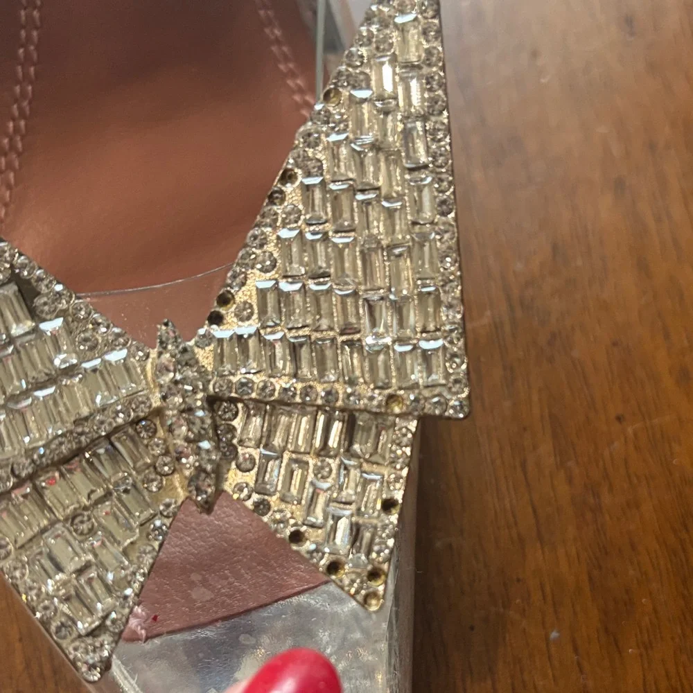 Amina Muaddi Silver and Clear Heels - Picture 7 of 17